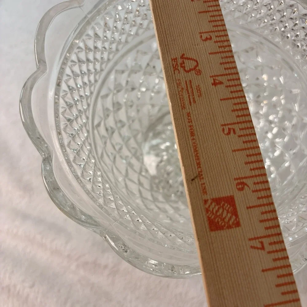 Vintage 60s Anchor Hocking Wexford Compote Pedestal Bowl Clear Pressed Glass EVC